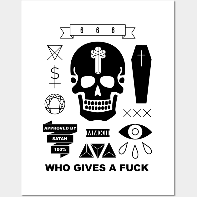 Who Gives A F**k on White Wall Art by SWAMPMEAT